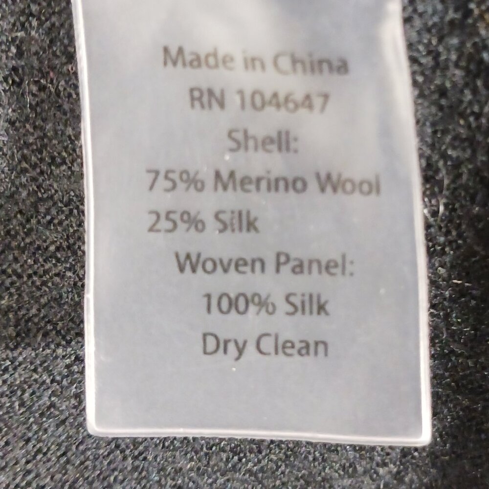 Forte Black Merino Wool & Silk Blend Button Back Open Long Sleeve Cardigan, MED - Picture 3 of 14
